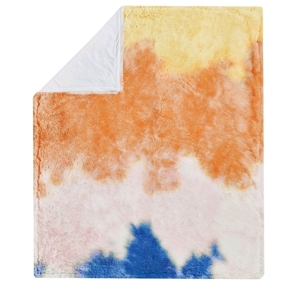 Makers Collective NWT Faux Fur Tie Dye Throw Blanket - Picture 4 of 7